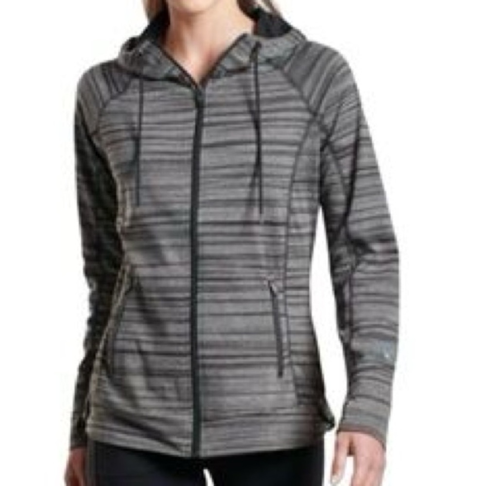 Kuhl Jacket Womens Medium Piper Gray Black Pavement Striped Hoodie Zip‎ Up 4232